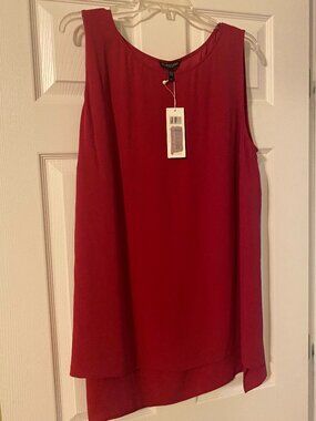 Eileen Fisher Radish Red silk crepe shell
